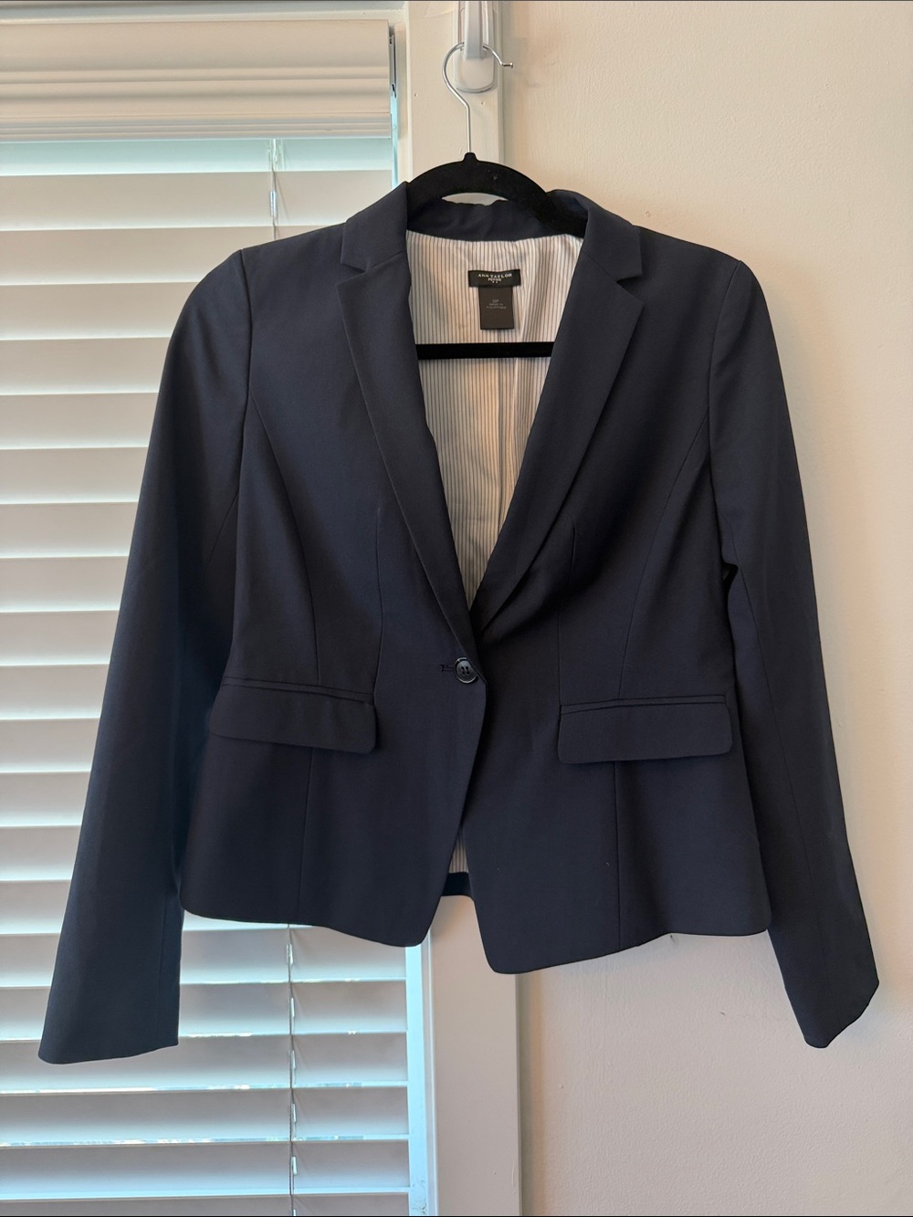 Ann Taylor Navy Single-Button Blazer